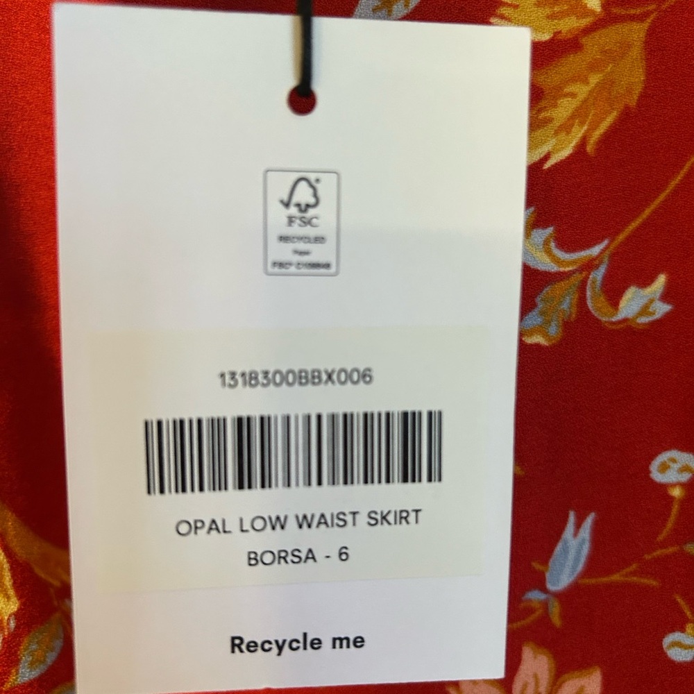 NWT Reformation Red Opal Low Waist Wrap Skirt - Picture 5 of 6